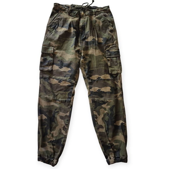 American Bazi Green Camouflage Joggers High-Waisted Elastic Ankles Sz 1X - Picture 3 of 7